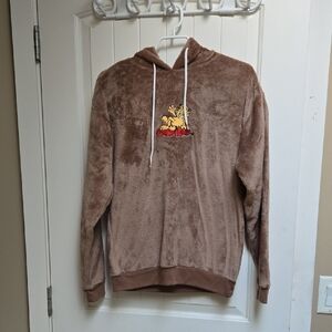 Garfield Cozy Brown Soft Fleece Hoodie with Cartoon Design Medium